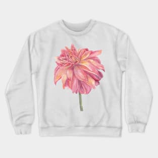 Watercolor daliah watercolor botanical painting pink and yellow Crewneck Sweatshirt